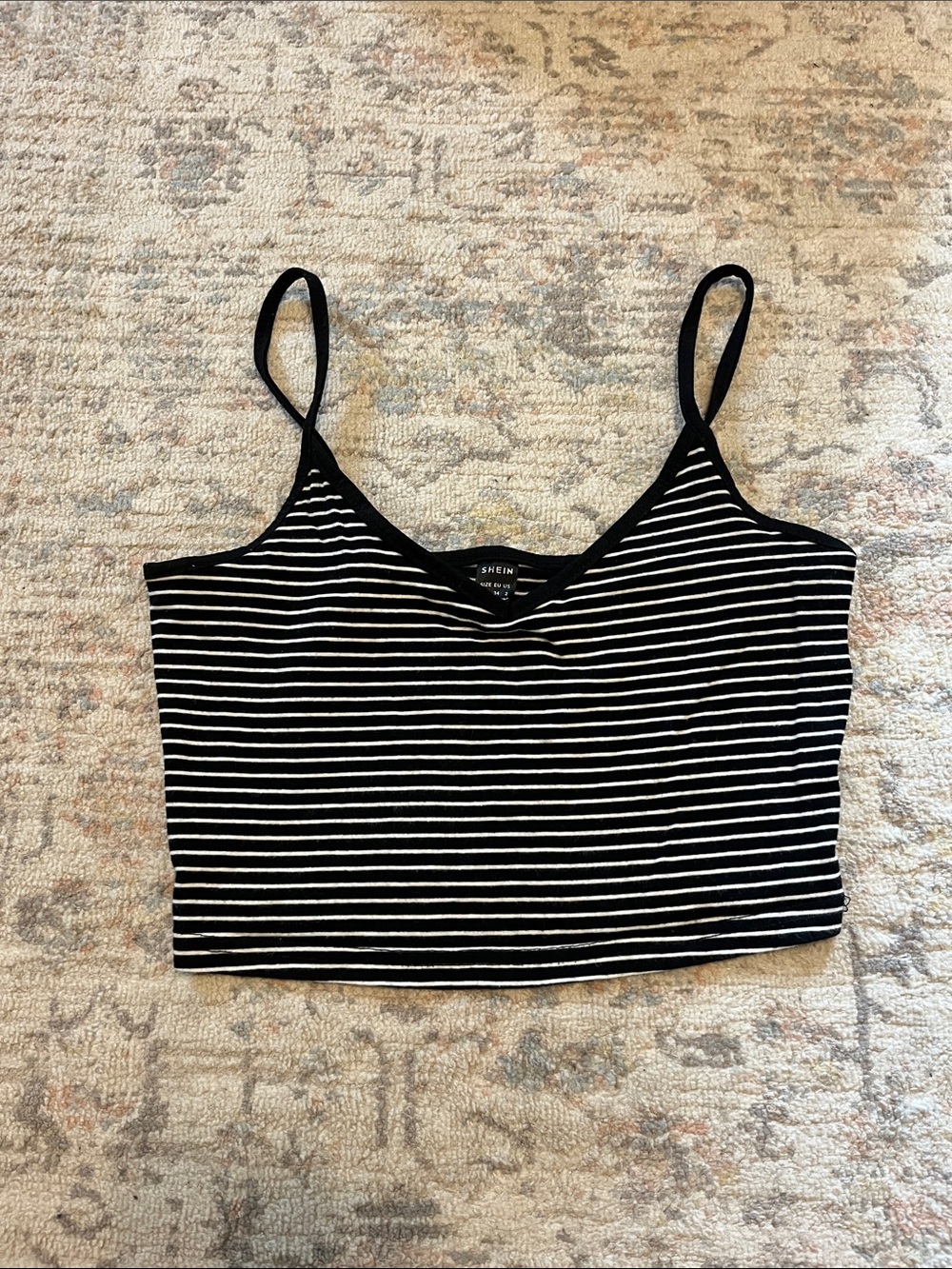 SHEIN Black & White Striped Cropped Camisole
